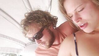 Creampied in her during risky public outdoor sex at sunny resort