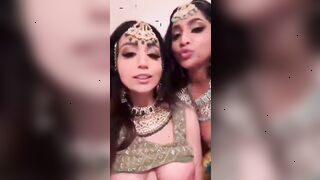 yasmina khan and other girl in cultural clothing talking